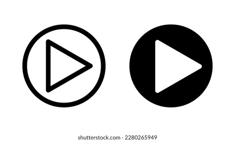 Play button icon with outline and glyph styles. Isolated on white background. Flat icon for website or mobile app.