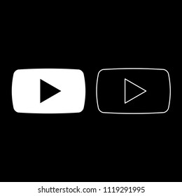 Play button icon outline set white color
