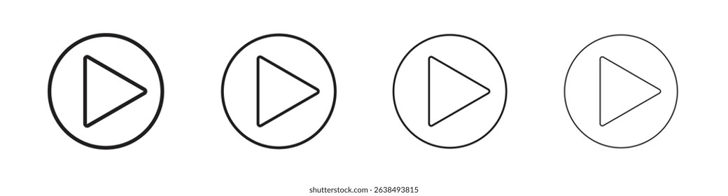 Play button icon Outline sign symbol set