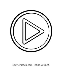 Jugar Botón Icon – Símbolo de medios de estilo de contorno sobre fondo blanco
