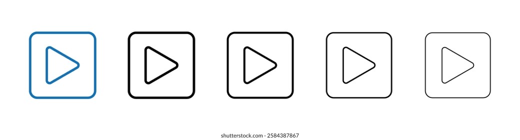Play button icon Outline vector logo for web ui