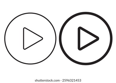 Play button icon. Play, pause, Next and previous symbols. Black and White Play button icon on white background. Vector illustration.