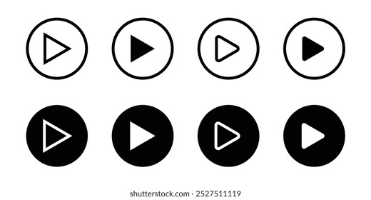 Ícone do botão Reproduzir, ícone Pausar, conjunto de ícones reproduzir