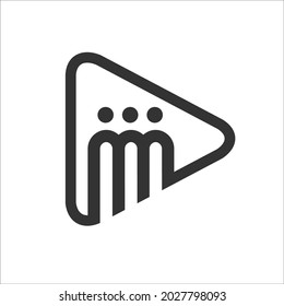 play button icon, with peoples. abstract simple design.