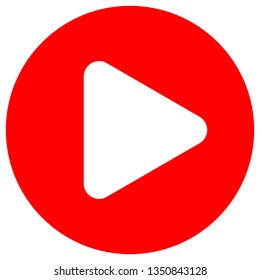 Play button icon - red classic, isolated - vector illustration
