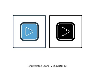 Play Button Icon. Icon related to multimedia and entertainment. suitable for web site design, app, user interfaces. Solid icon style. Simple vector design editable