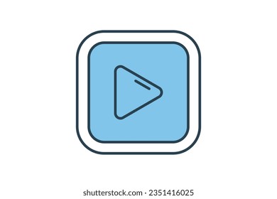 Play Button Icon. Icon related to multimedia and entertainment. suitable for web site design, app, user interfaces. Flat line icon style. Simple vector design editable