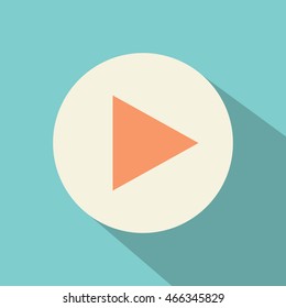 Play button icon in retro style, flat icon.