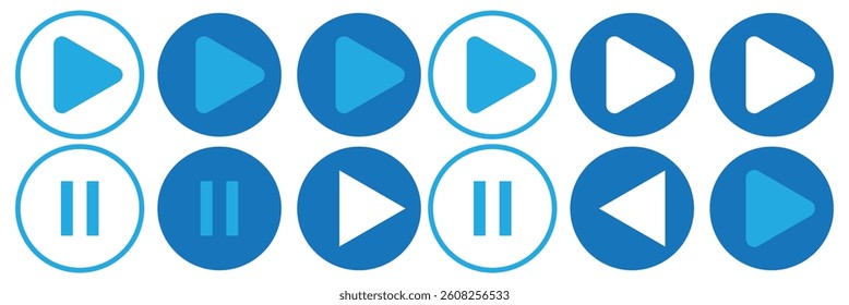 Play button icon set. audio or video play button vector symbol.