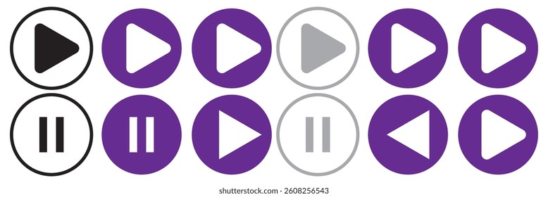 Play button icon set. audio or video play button vector symbol.