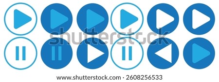 Play button icon set. audio or video play button vector symbol.