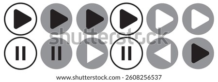 Play button icon set. audio or video play button vector symbol.