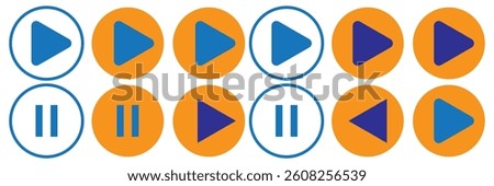 Play button icon set. audio or video play button vector symbol.