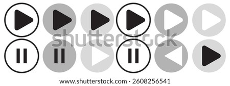 Play button icon set. audio or video play button vector symbol.