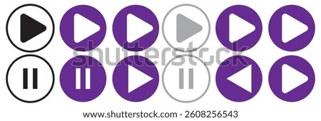 Play button icon set. audio or video play button vector symbol.