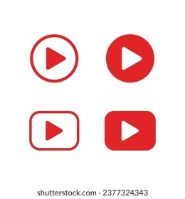 Play button icon set. Collection of media player icons. Video media player symbol.