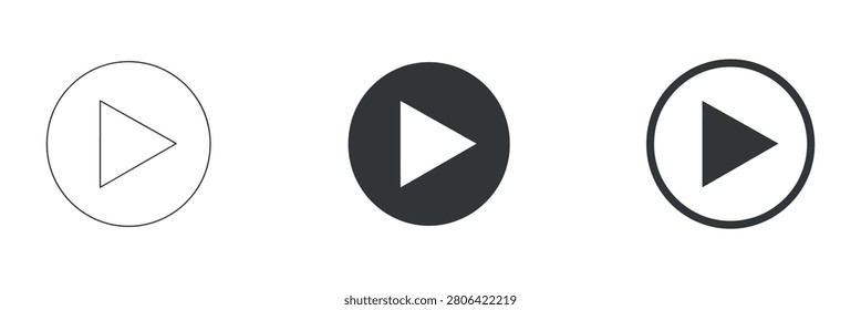 Play Button Icon Set Flat Vector Illustration