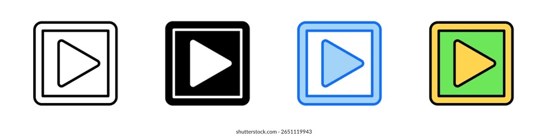 Play Button Icon Set Multiple Style Collection