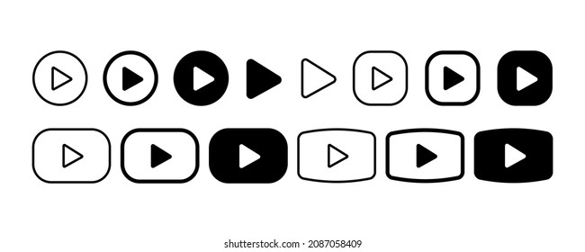 Symbol-Set wiedergeben. Start-Zeichen für Musik und Video. Vektorgrafik.