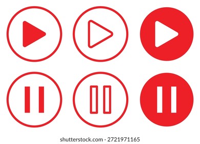 Jugar icono de Botón establecido en el fondo blanco PNG. Iconos de interfaz de usuario del reproductor multimedia. Video Iconos minimalistas de juego y pausa. música.