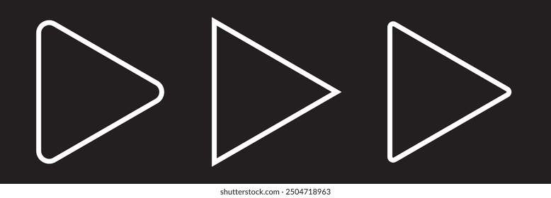 Play button icon. Set of player vector thine line icon. 
