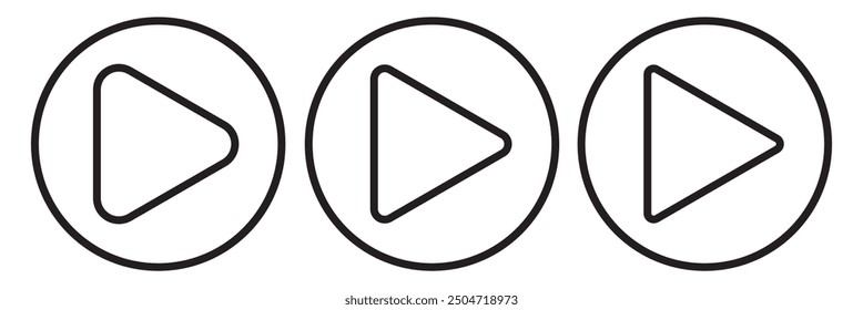 Play button icon. Set of player vector thine line icon. 