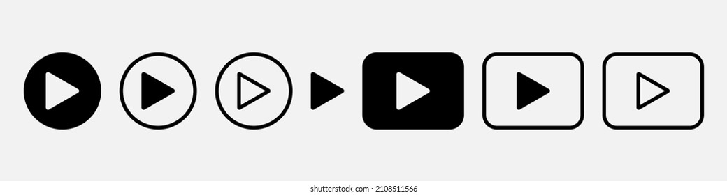 Play button icon set simple design
