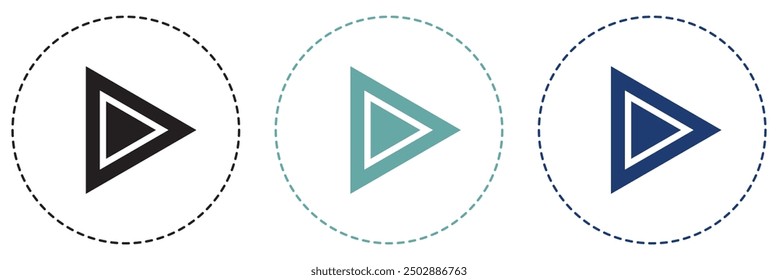 Play button icon set. Start audio or video action symbol. Vector illustration.