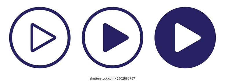 Symbolsatz für Wiedergabeschaltfläche. Audio- oder Video-Aktionssymbol starten. Vektorgrafik.