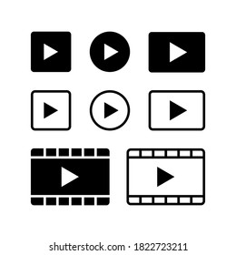 Play button icon set. UI video and music button vector illustration. Isolated on white background.