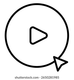 Play button icon set. video player buttons, Start audio and play sign, line icons