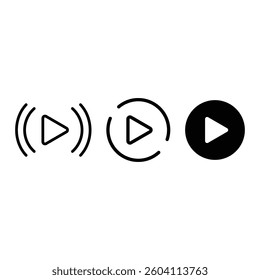 Play button icon set. Web media interface play icon collection. Start audio or video action symbol. Play button icon set. Start symbol vector illustration.