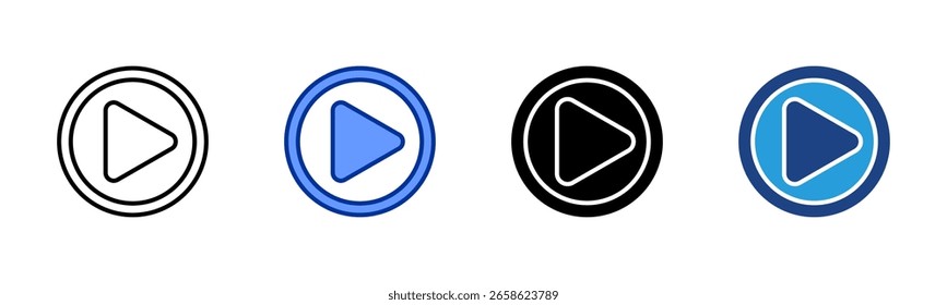 ícone Botão Reproduzir folha de vários estilos coleção