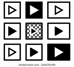 Play Button Icon, Sideways Triangle Media Control Button Icon, Triangle Pointing At The Right In Center Of Circle Vector Art Illustration