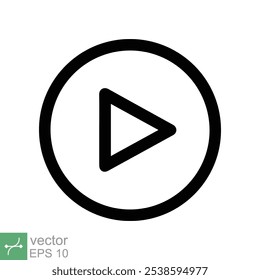 Icono de Botón de juego. Estilo plano simple. Audio del reproductor multimedia, triángulo, Hacer clic, concepto de música. Ilustración vectorial aislada sobre fondo blanco. EPS 10.