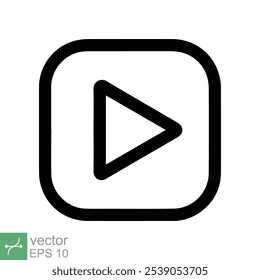 Icono de Botón de juego. Estilo plano simple. Audio del reproductor multimedia, triángulo, Hacer clic, concepto de música. Ilustración vectorial aislada sobre fondo blanco. EPS 10.