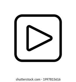 Play button icon with square style