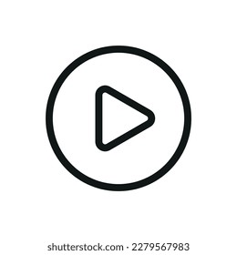Play Button Icon Symbol Black Outline High Quality Vector. EPS10