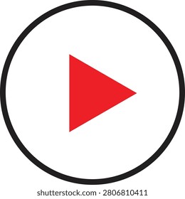 Play button icon symbol. Vector art of media player control. Circle graphic with triangle pointer. Represents start, music, and video playback. Transparent background, easy to use.