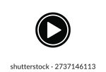 play button icon symbol for video media player start control ui ux interface simple black round design isolated on white background