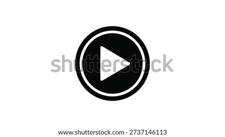 play button icon symbol for video media player start control ui ux interface simple black round design isolated on white background