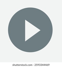 Play button icon, symbolizing media start, video, music, or entertainment.