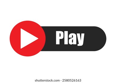 Play button icon with text on white background  