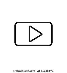 Ícone do botão Reproduzir Ilustração plana de linha fina