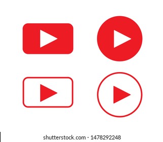 Red Black Play Button Icon Design Stock Vector (Royalty Free ...