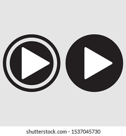 Icono del botón Reproducir en estilo plano moderno aislado en fondo gris. Reproducir símbolo para el diseño del sitio web, logotipo, aplicación, UI. Ilustración del vector, EPS10.