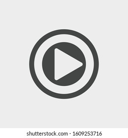 Play button icon in trendy flat style isolated on grey background. Play symbol for your web site design, logo, app, UI. Vector illustration, EPS10.