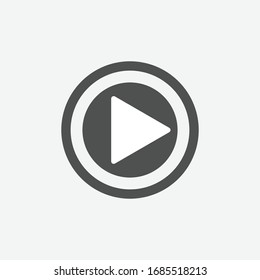 Icono del botón Reproducir en estilo plano moderno aislado en fondo gris. Reproducir símbolo para el diseño de tu sitio web, logotipo, aplicación, UI. Ilustración del vector