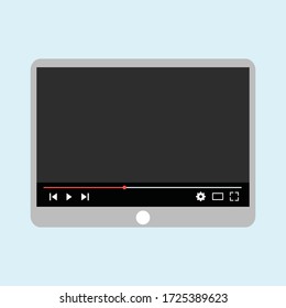 Icono del botón Reproducir en estilo plano de moda aislado en fondo gris. Reproducir símbolo para el diseño de tu sitio web, logotipo, aplicación, interfaz de usuario. Ilustración del vector