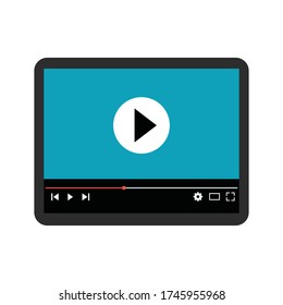 Icono del botón Reproducir en estilo plano de moda aislado en fondo gris. Reproducir símbolo para el diseño de tu sitio web, logotipo, aplicación, interfaz de usuario. Ilustración del vector, EPS10.